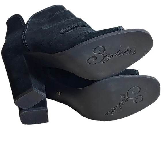 Seychelles‎ Lagoon Black Suede Cutout Ankle Boots Block Heels - Picture 13 of 16